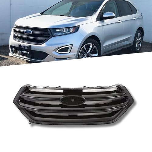 Gloss Black Front Bumper Grill Compatible with Ford EDGE 2015 2016 2017 2018 models, WCamera Hole