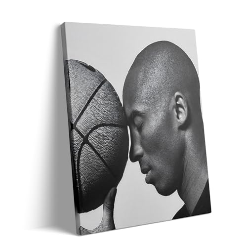 Kobe Bryant Inspirational Canvas Wall Art Black White Mamba Mentality Wall Art Motivational Basketball Poster Print - Canvas Painting Wall Decor for Home, Office, or Gallery 24x30inch