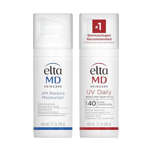 EltaMD UV Daily Facial Sunscreen Broad-Spectrum SPF 40 with Therapy Facial Moisturizer, Oil-free, Lightweight, Fragrance-free, Dermatologist-Recommend