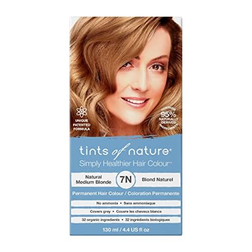 Tints of Nature 7N Natural Medium Blonde Permanent Hair Dye, Nourishes Hair and Covers Greys, Ammonia-Free, 4.4 fl oz