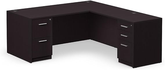 NBF L-Shaped Desk Reversible Corner Workstation, Espresso Brown