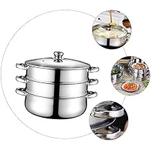 Household Stainless Steel Steamer Pot Thick Three-layer Cooking Pot for Gas Stove Multi-purpose Soup for Vegetables Seafood