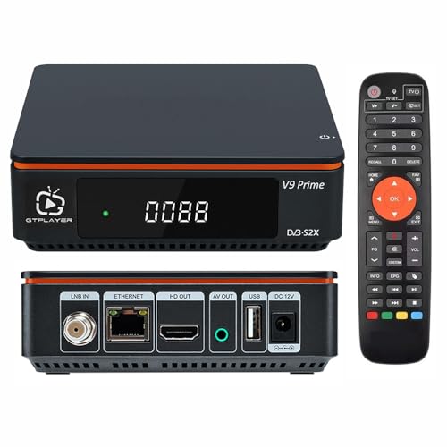 V9 Prime with Learn Remote,Digital Satellite Receiver H.265 FTA Free to Air DVB-SS2S2X 10bit HEVC Built-in 2.4G WiFi Support CA Card, Biss Auto Roll.