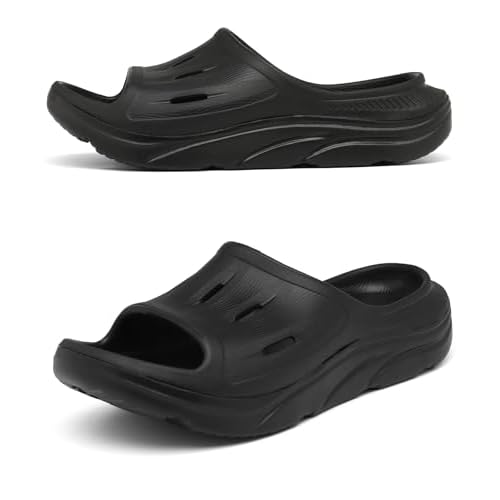 Unisex Adult Recovery Slides, Women and Mens Plantar Fasciitis Thick Cushion Sandals with Arch Support, Orthotic Athletic Comfortable Lightweight Slippers for Indoor Outdoor