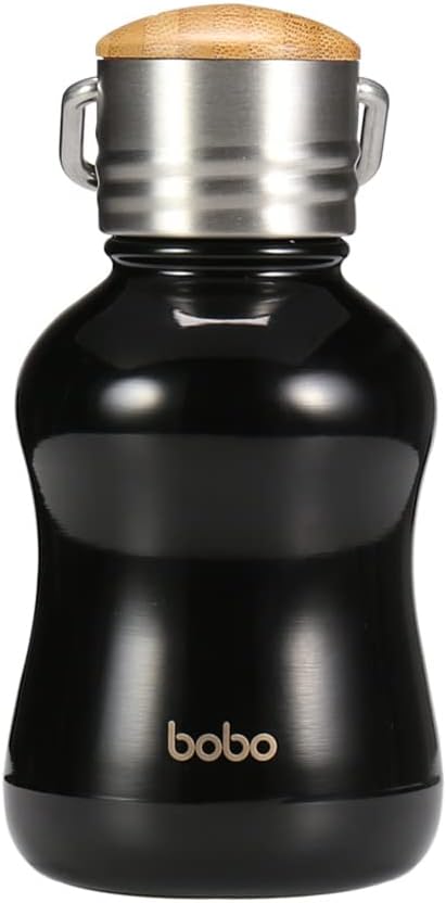 YOHKOH Mini Thermos Flask 190 ml Cute Water Bottle BPA-Free Thermos Flask Vacuum Insulated Stainless Steel Water Bottles for Sports Travel School Outdoor (Black)