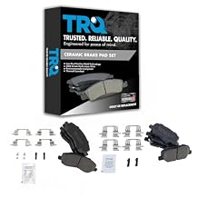 TRQ Front and Rear Ceramic Brake Pad Set Compatible with 2013-24 Mitsubishi Outlander Sport 14-16 Outlander 17 Outlander with Manual Parking Brake 18-19 Outlander Front Wheel Drive
