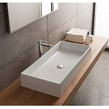 Scarabeo 8031/80-No Hole Teorema Rectangular Ceramic Vessel Sink, White