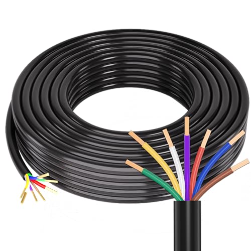 100FT 7 Way Trailer Wire 102 121 144 AWG Multi Gauge -30C to 105C CCA Traditional SAE Purple Wire 7 Conductor Harness, Fit For UtilityEquipmentCargo TrailerRV, No Paper& Quartz Powder Inside