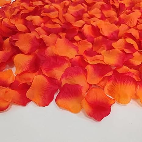 ATFL 0.45LB Fake Orange and Red Rose Petals for Wedding,2500 Pcs Silk Rose Petals, Artificial Flower Pedals for Romantic Night for Her Set,Faux Flower Pedals for Valentine's Day Decorations (2.3'')