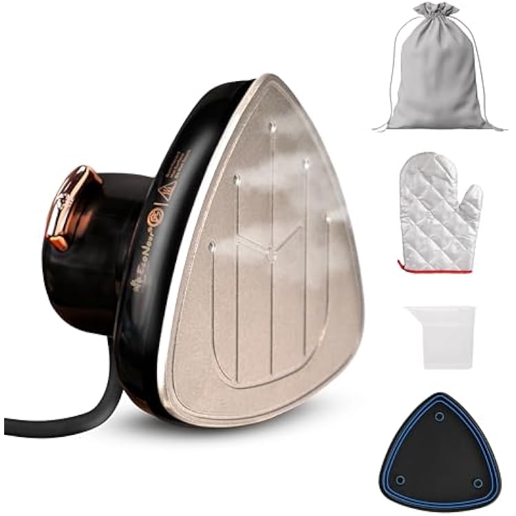 EcoNour Mini Steam Iron for Clothes, Travel Iron Mini with Steam,Portable Iron Steamer, Compact Iron for Sewing, Quilting & Crafts, Non-Stick Soleplate, Includes Glove, Measuring Cup & Storage Pouch