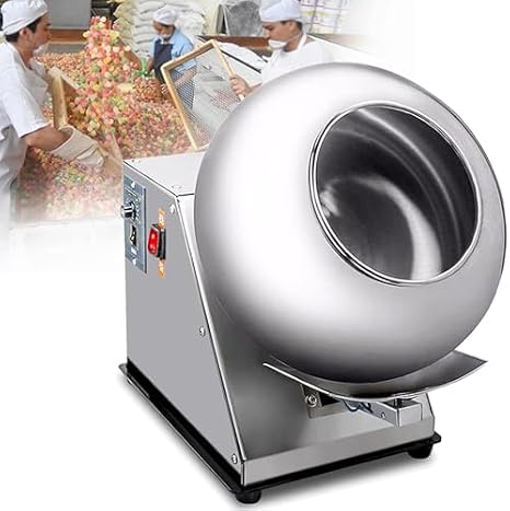 Electric Sugar Coating and Chocolate Polishing Machine, Sugar Coating Machine, Small Commercial Mini Chocolate Panning Machine, Automatic Tablet Coating Machine for Sugar, Chocolate, Peanut Nut Etc