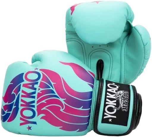 YOKKAO The Flame Boxing Gloves - A-Grade Thai Microfiber | Multi-Layer Foam | Produced at YOKKAO Factory, Thailand | Muay Thai, Sparring, Bag Work | Tiffany, 12oz