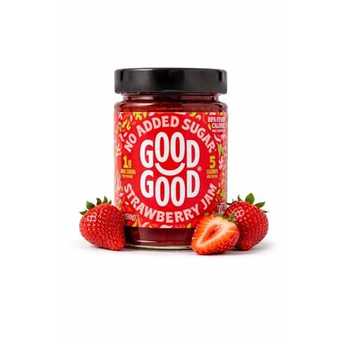 GOOD GOOD Strawberry Jam - No Added Sugar - Low Calorie - Gluten Free and Vegan - Diabetic and Keto Friendly - 12oz  330g Pack of 1