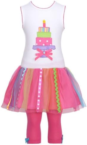 Rare Editions White Hot Pink Birthday Cake Tulle Outfit Baby Girl 12 months