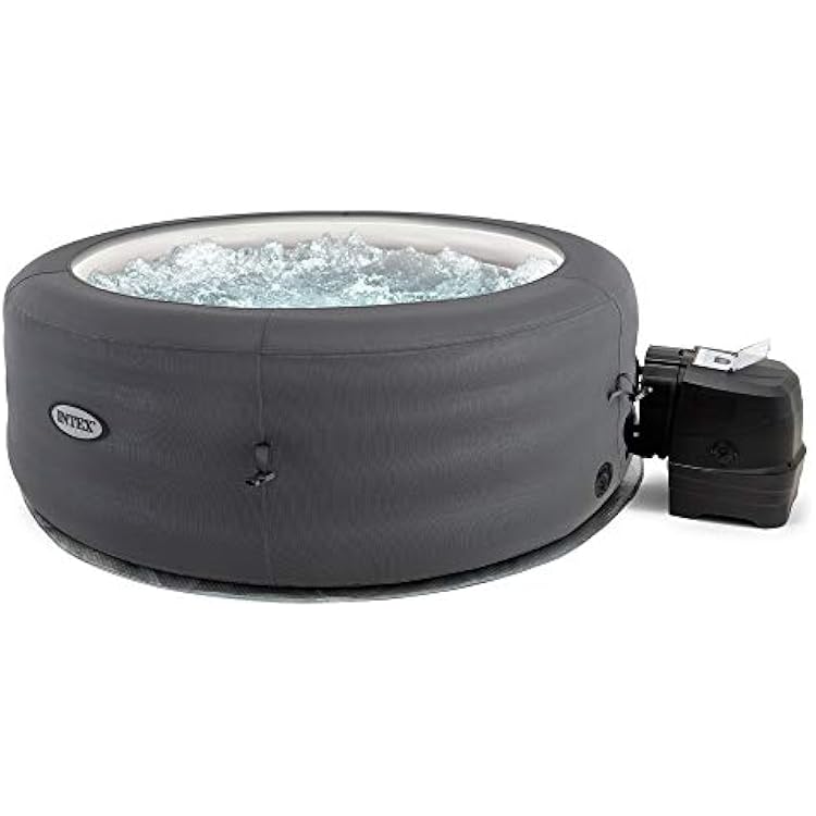 Intex Simple Spa 77 by 26 Inch 4 Person Outdoor Portable Inflatable Round Heated Hot Tub with 100 Bubble Jets, Carry Bag, and Cover, Gray