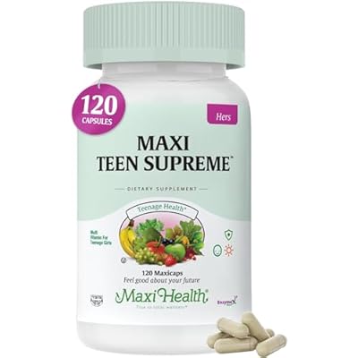 Maxi Health Teen Vitamins for Girls 12-17 - Teen Multivitamin D3, Iron, Calcium, Biotin, Zinc, Digestive Enzymes Teenager Girl Multi Vitamins for Healthy Skin, Immune & Mood Support 120 Count