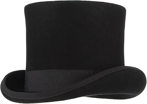 GEMVIE Men's Wool Felt Stage Magic Adults Costume Tall Top Hat 6.7" High Black