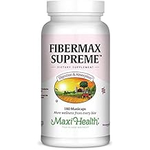 Maxi Health Fibermax Supreme Fiber Capsules for Gentle Digestive and Gut Support Vegetarian Psyllium Husk Capsules Kosher Fiber Supplement for Men and Women (180 Count)