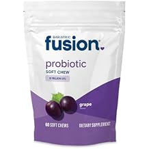 Bariatric Fusion Probiotic Soft Chews | Grape Flavor Chewy Bariatric Vitamin | 10 Billion CFU | Bacillus Coagulans | Support Digestive & Immune Health | 60 Count