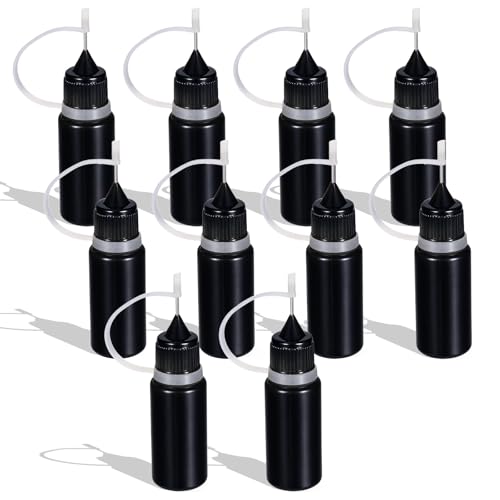 10 Pcs 10 ml Precision Tip Applicator Bottles, Fine Tip Glue Bottles Metal Needle Tips Squeeze Bottle for DIY Crafts Paint Ink Acrylic Painting Liquid