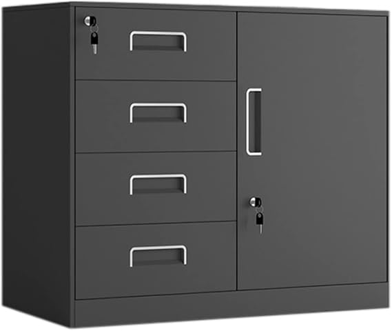 Filing Cabinet Low Cabinet File Cabinet Office Tin Financial Data Cabinet Living Room Drawer Storage Storage Cabinet with Lock Small Cabinet File Storage Cabinets ( Color : B-4 Drawer , Size : 1.0mm )