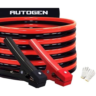 AUTOGEN Heavy Duty Jumper Cables, Booster Cables 1 Gauge 30 Feet 900AMP Automotive Jumper Cables Kit for Car, SUV, and Trucks with Professional Clamps, Carrying Bag,Lights and Safety Gloves