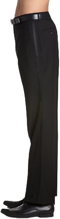 Men's Tuxedo Pants Tux Pant Flat Front Satin Band Stripe Solid Colors