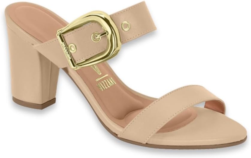 Vizzano Women's Heeled Sandals with Buckle Strap,(4 COLORS) BLACK GOLD,OLIVE,BEIGE,BLACK