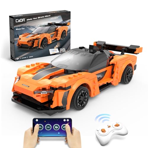 CaDA STEM Building Toys for 6 8 9 10 Year Old Boys, Remote Control Car Blocks Kits with Programmable APP, Sports RC Building Toys, 295 Pcs Model Car Birthday for Kids Age 8 Blaze