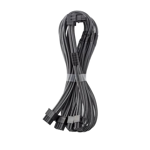 CableMod E-Series Pro ModMesh Sleeved 12V-2x6 12VHPWR 90 StealthSense PCIe Cable for EVGA GG  PP  T - Variant B Carbon, 16-pin to Quad 8-pin, 60cm