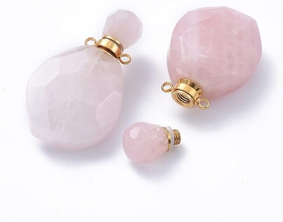 1pc Natural Gemstone Perfume Bottle Charm Pendant Faceted Aromatherapy Stone Essential Oil Hanging Diffuser Vial Ornament for Jewelry Craft Making