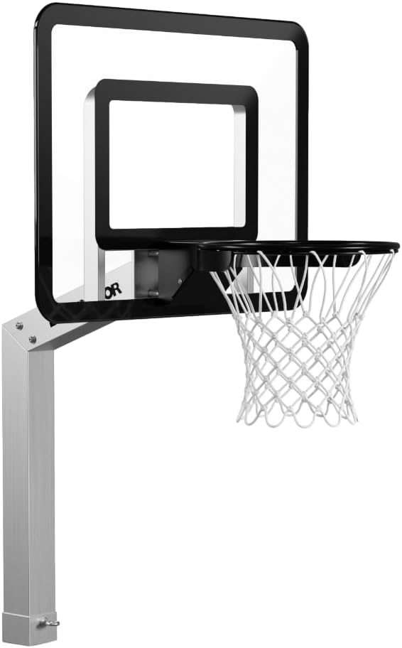 Dominator Pool Basketball Hoop w/ 40" Acrylic Backboard - Rust Proof Inground Poolside Goal and Heavy Duty Rim