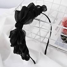 JJLFresheners Black Ribbon Big Bow Headband, Bow Hair Band Knotted Headband Vintage Hoop Cloth Head Hoop Accessories for Girl Women, Hair Accessories