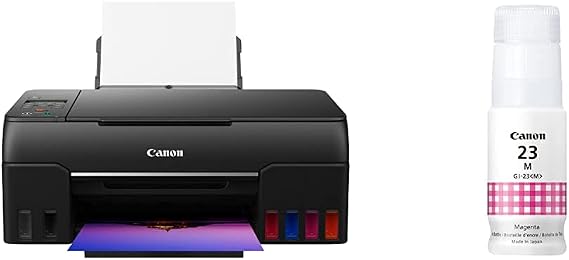 Canon PIXMA G620 Wireless MegaTank Photo All-in-One Printer [Print, Copy, Scan], Black with Canon GI-23 M AMR