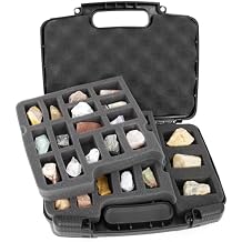 CASEMATIX Rock Collection Travel Case - 30 Slot Rock Collection Box with Two Pre-Cut Foam Trays, Protective Crystal Storage Travel Case with Customizable Foam Section