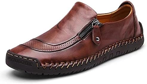 Men's Faux Leather Zipper Breathable Slip on Loafers Moccasins Casual Shoes