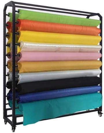 Fabric Roll Storage Rack,Large Textile Fabric Roll Display Rack Cart with Adjustable Hanging Rod & Brakeable Wheels, Commercial Metal Organizer Holder for Car Color Chang(8 Rods-195cm)