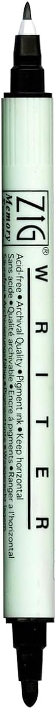 ZIG Memory System Writer Marker 010 Pure Black | Dual-Tip (0.5mm & 1.2mm) for Scrapbooking, Journaling, and Cardmaking | Acid-Free and Fade-Proof Ink