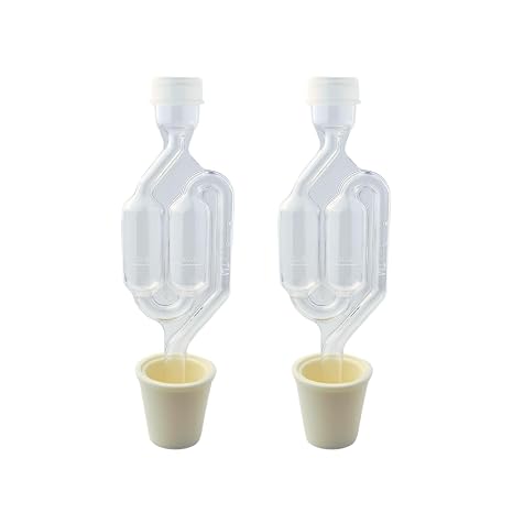 Fastrack Twin Bubble Airlock and Carboy Bung (2-Pack) | Fermentation Airlocks for Homebrewing Beer, Wine, Mead, and Kombucha