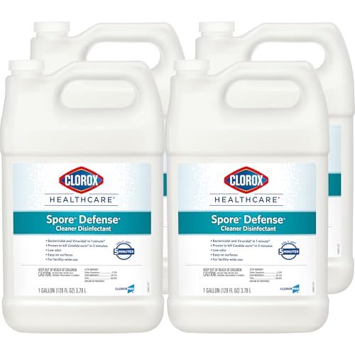 Clorox Healthcare Spore Defense Cleaner Disinfectant, Closed System Refill Bottle, 128 Fluid Ounces, Pack of 4 Package May Vary