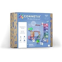 CONNETIX Magnetic Tiles Pastel Ball Run Expansion Pack, 80 Pieces