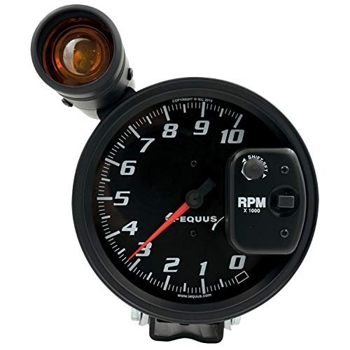 EQUUS E6080 5 Tachometer 10K RPM Black Dial & Shift Light