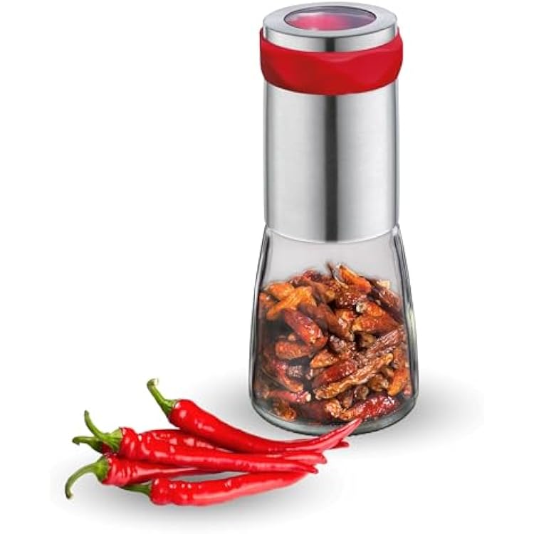 Cilio Piccante Premium Chili Pepper Mill, 2.75D x 7 H, Stainless SteelGlass