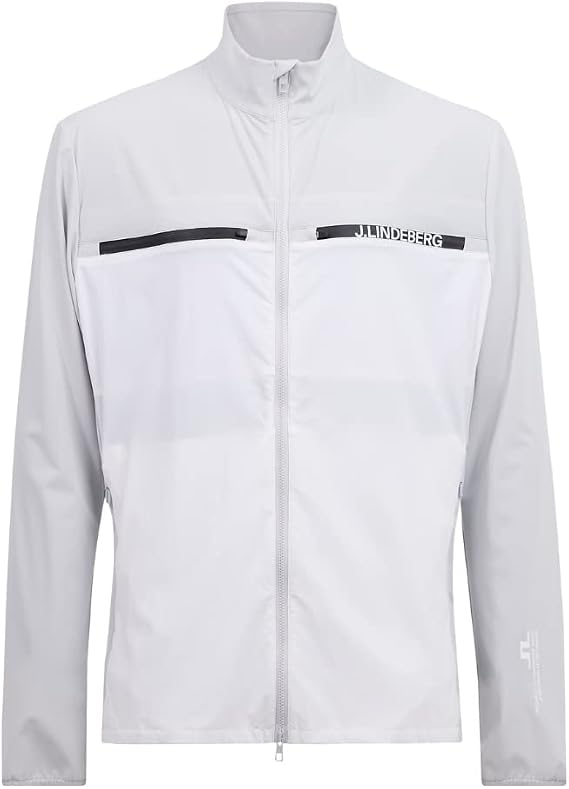 J Lindeberg Mens Dean Performance Stretch Golf Jacket - White/Light Grey S