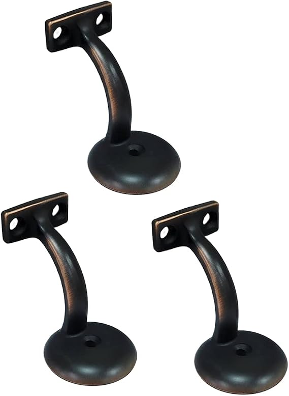 QCAA Heavy Duty Zinc Die Cast Handrail Bracket, Aged Oil Rubbed Bronze, 3 Pack, Made in Taiwan