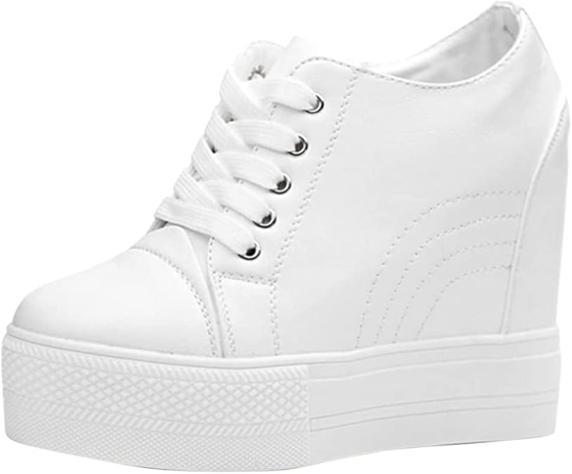ACE SHOCK Women Wedges Sneakers with Hidden Heel Ankle High Platform Walking Shoes Fashion Bride Wedding Shoes