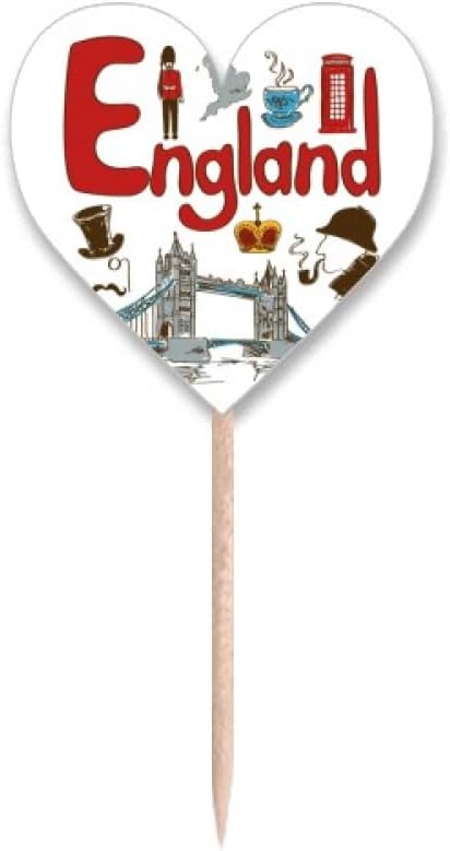 England National symbol Landmark Pattern Toothpick Flags Heart Lable Cupcake Picks