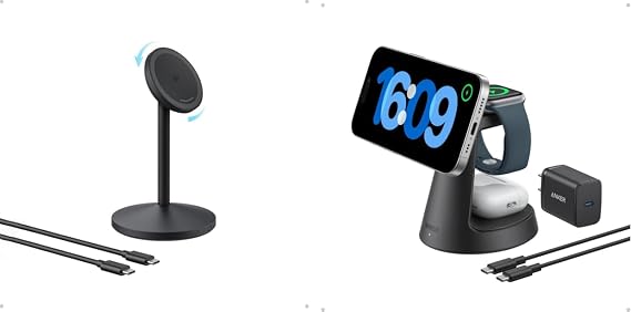 Anker MagGo iPhone 16 MagSafe-Compatible Wireless Charger Stand, 15W Fast Magnetic Wireless Charging Station with Anker MagSafe Charger Compatible, MagGo 3-in-1 Charging Station