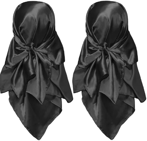 woogwin 2 Pack 35 Satin Silk Like Hair Scarf Bandana Light Head Wraps Neck Face Scarves Cover for Women