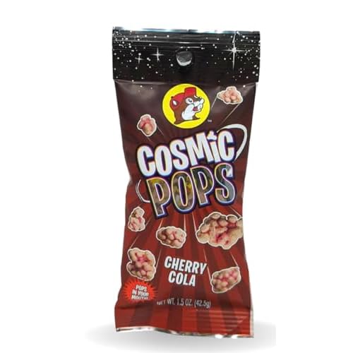 Buc-ees Cosmic Pops Popping Candy Fun Candy for Kids That Pops in Your Mouth! Fruity Party Favors, Birthday Treats & Goodie Bag Candy | Pocket-Sized 1.5 oz Pouch Cherry Cola